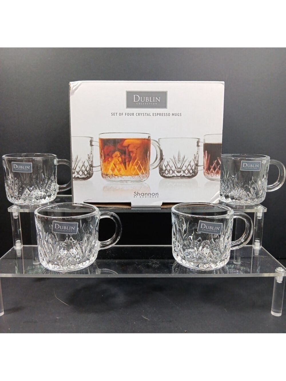 Set Of 4 Crystal Godinger Dublin Espresso Cups Shannon By Godinger Glasses Mugs